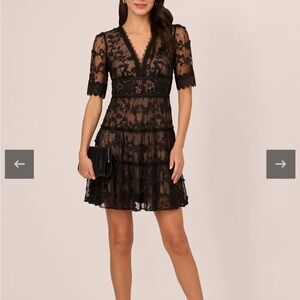 Adrianna Papell Black Lace Mini Dress